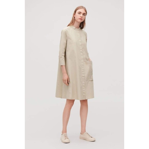 cos shirt dress with large pocket COS Oversized Lagenlook Shirt Dress Womens Small Large‎ Pocket Button  Minimalist